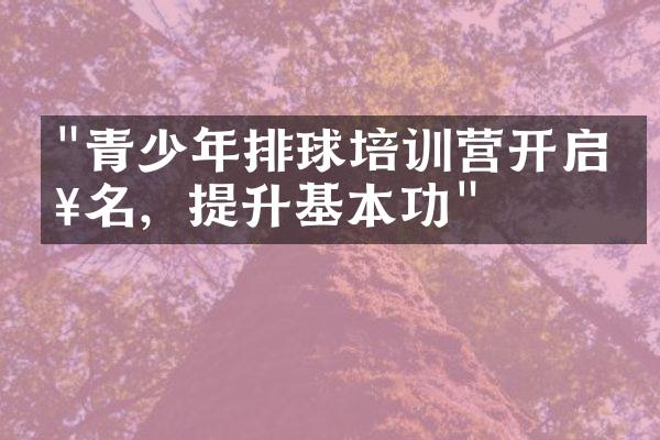 "青少年排球培训营开启报名，提升基本功"