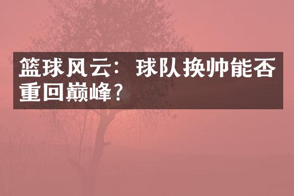 篮球风云：球队换帅能否重回巅峰？