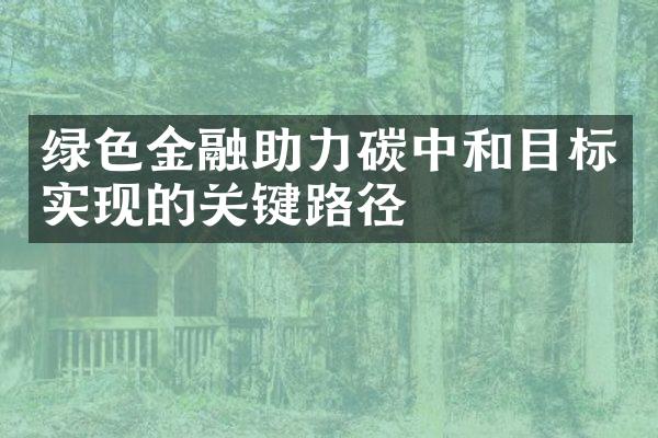 绿色金融助力碳中和目标实现的关键路径