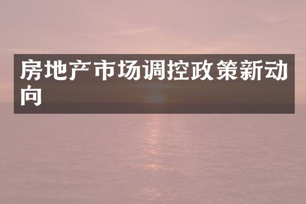 房地产市场调控政策新动向