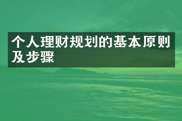 个人理财规划的基本原则及步骤