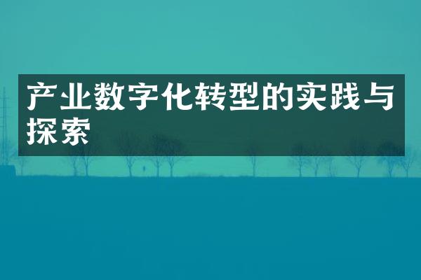 产业数字化转型的实践与探索