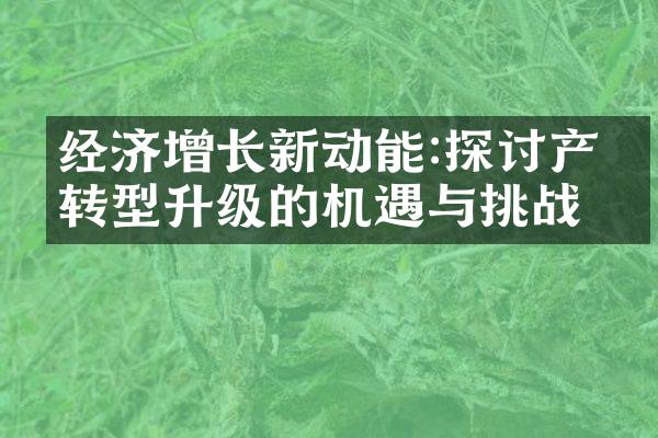 经济增长新动能:探讨产业转型升级的机遇与挑战