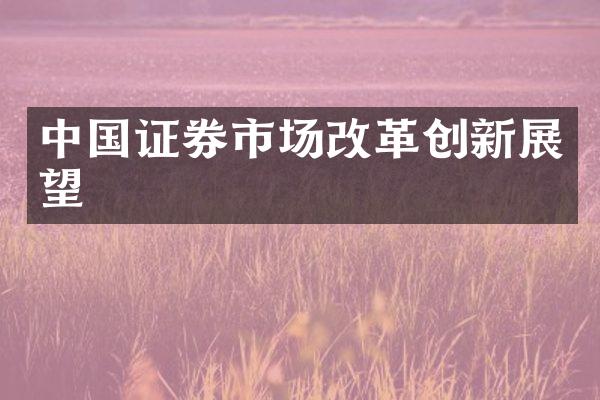 中国证券市场改革创新展望