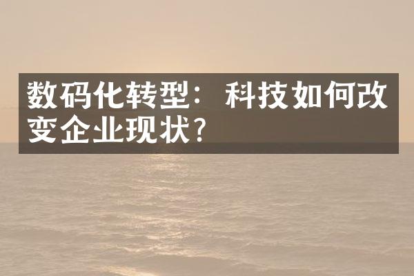 数码化转型：科技如何改变企业现状？