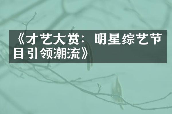 《才艺大赏：明星综艺节目引领潮流》