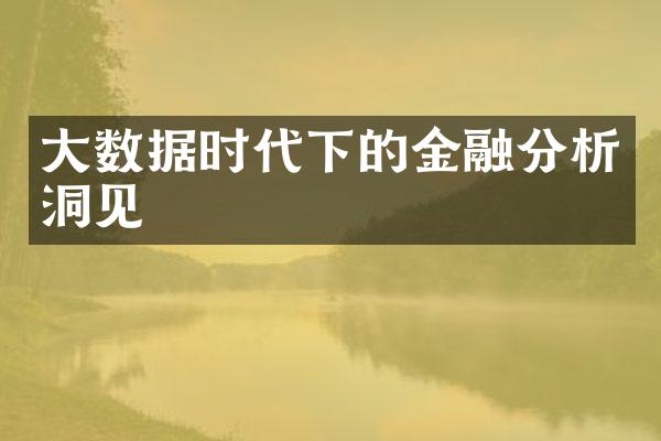 数据时代下的金融分析洞见