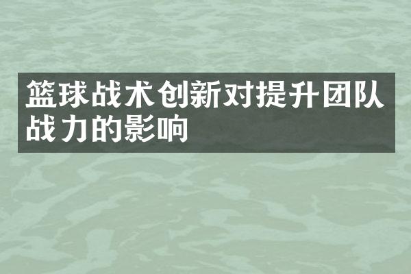 篮球战术创新对提升团队战力的影响