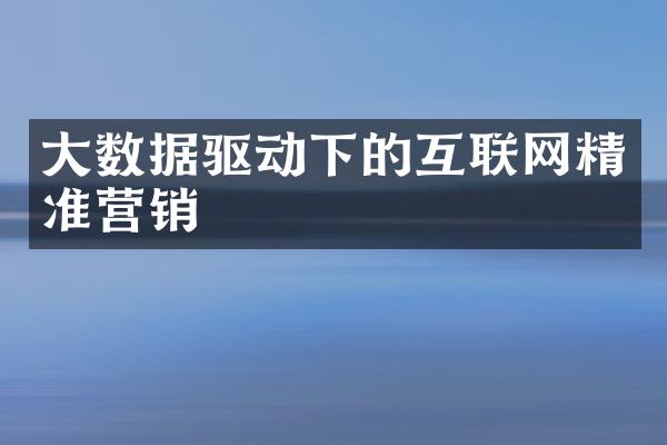 大数据驱动下的互联网精准营销