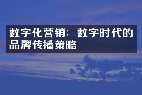 数字化营销：数字时代的品牌传播策略