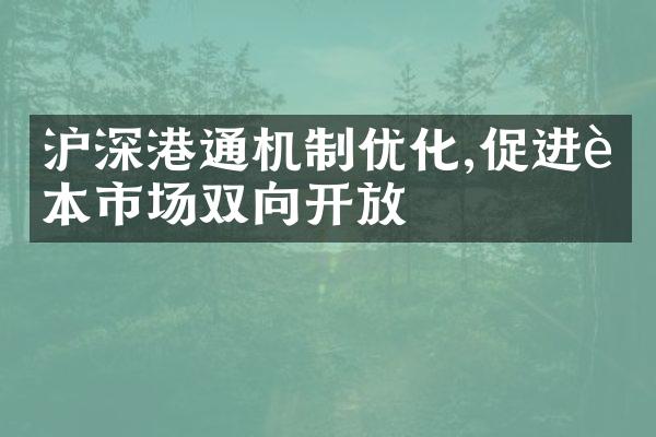 沪深港通机制优化,促进资本市场双向开放