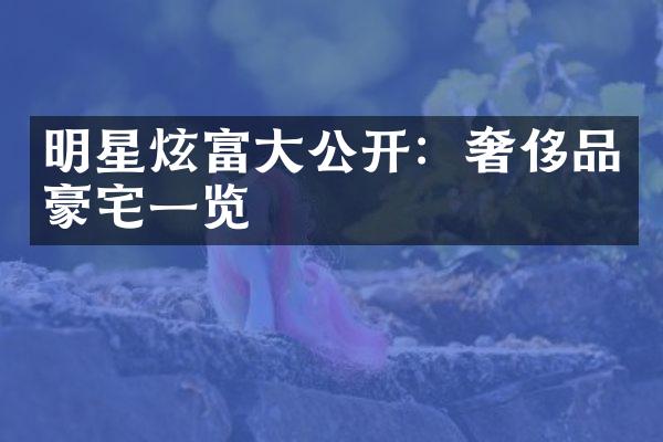 明星炫富大公开：奢侈品豪宅一览