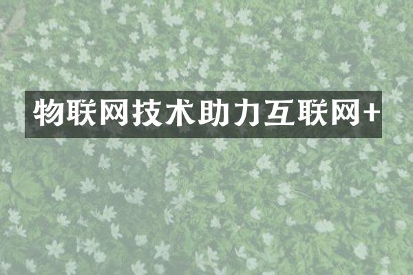 物联网技术助力互联网+