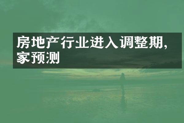 房地产行业进入调整期,专家预测