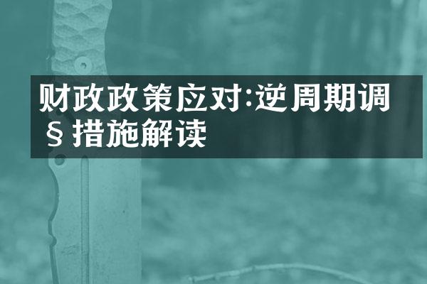 财政政策应对:逆周期调控措施解读