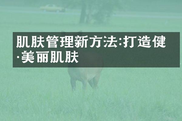 肌肤管理新方法:打造健康美丽肌肤