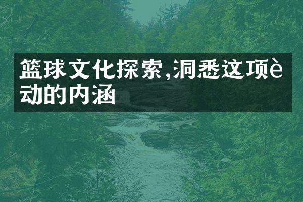 篮球文化探索,洞悉这项运动的内涵