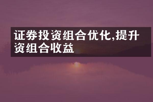 证券投资组合优化,提升投资组合收益