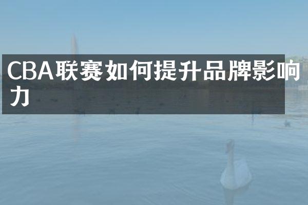 CBA联赛如何提升品牌影响力