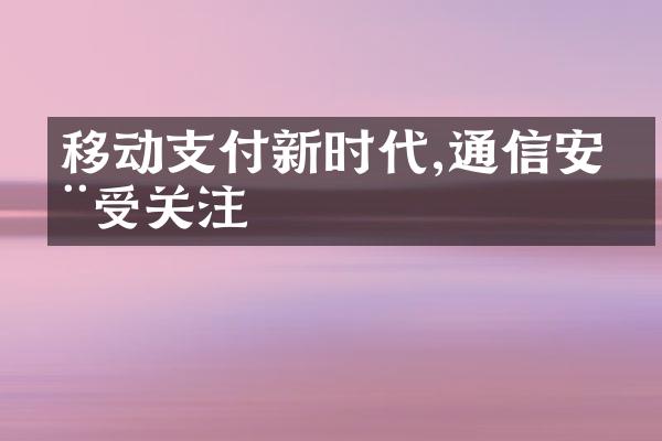 移动支付新时代,通信安全受关注