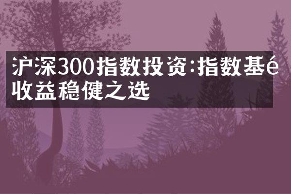 沪深300指数投资:指数基金收益稳健之选