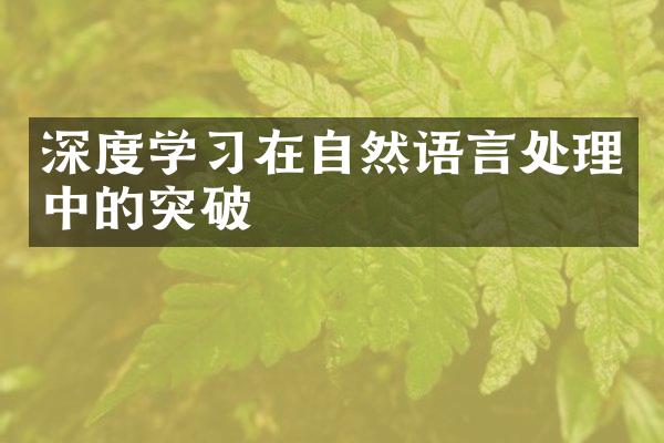 深度学习在自然语言处理中的突破