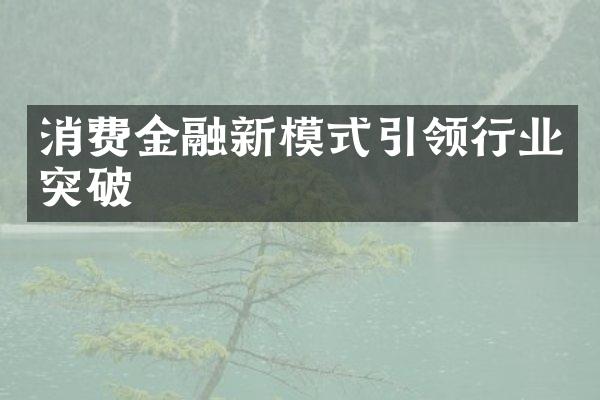 消费金融新模式引领行业突破