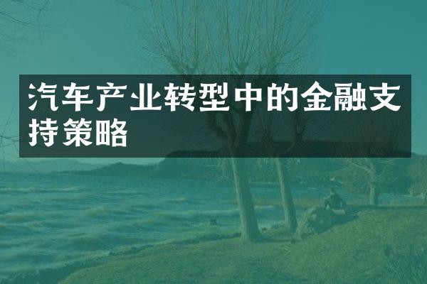 汽车产业转型中的金融支持策略