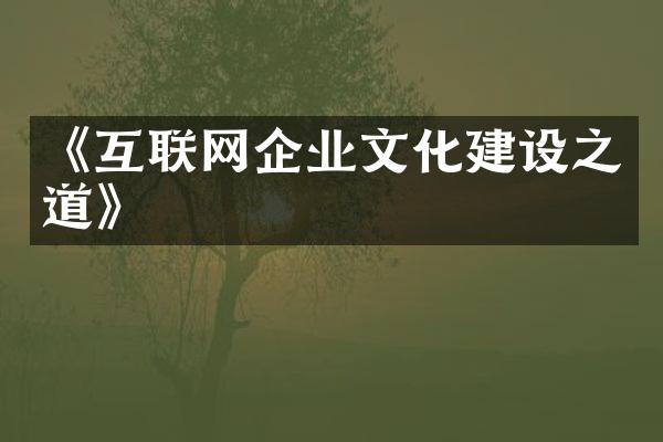 《互联网企业文化建设之道》