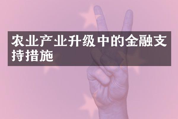 农业产业升级中的金融支持措施