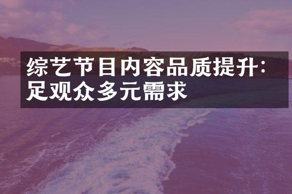 综艺节目内容品质提升:满足观众多元需求