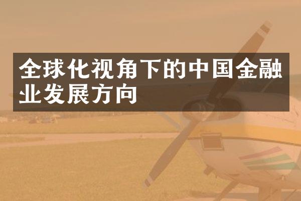 全球化视角下的中国金融业发展方向