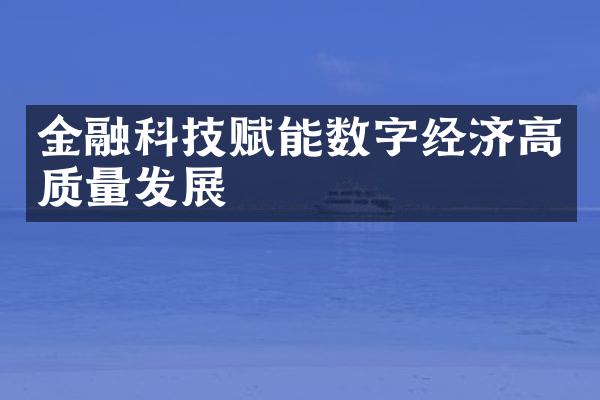 金融科技赋能数字经济高质量发展