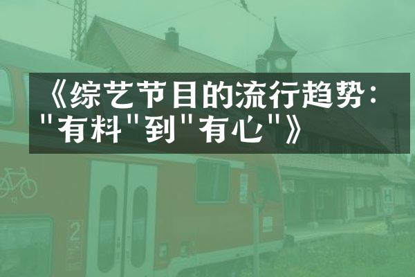 《综艺节目的流行趋势:从"有料"到"有心"》