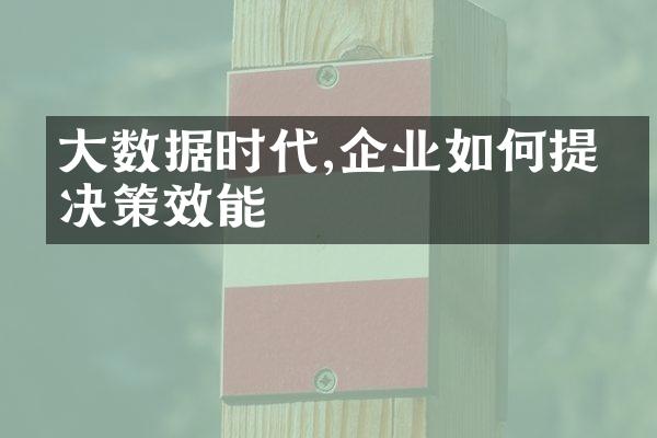 大数据时代,企业如何提升决策效能