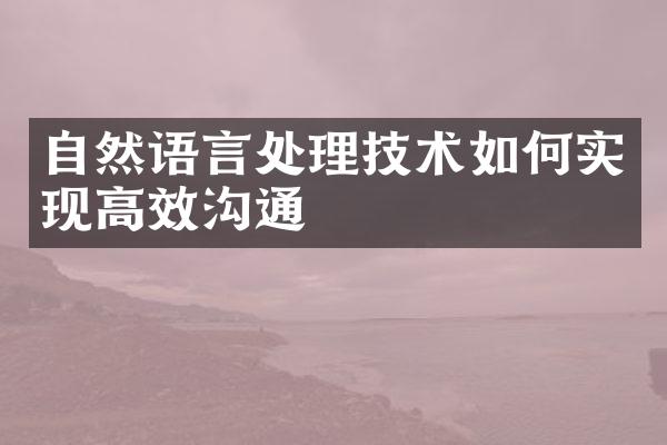 自然语言处理技术如何实现高效沟通