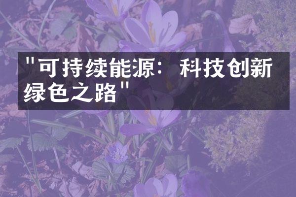 "可持续能源：科技创新的绿色之路"