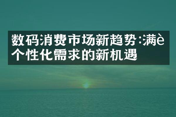 数码消费市场新趋势:满足个性化需求的新机遇