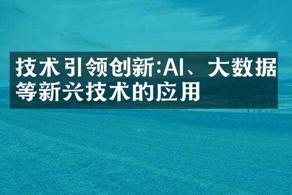 技术引领创新:AI、数据等新兴技术的应用