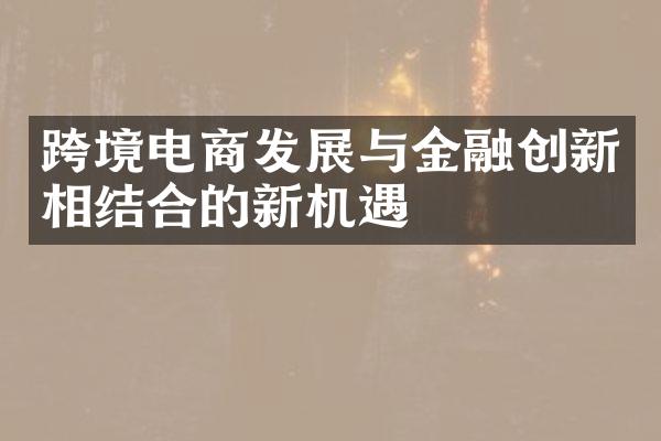 跨境电商发展与金融创新相结合的新机遇