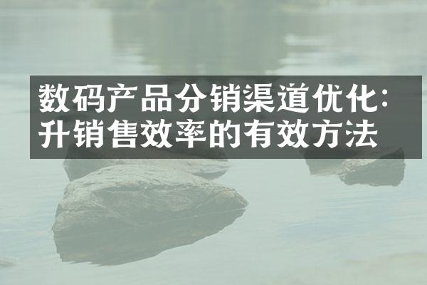 数码产品分销渠道优化:提升销售效率的有效方法