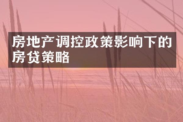 房地产调控政策影响下的房贷策略