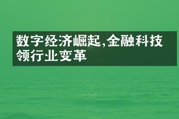 数字经济崛起,金融科技引领行业变革