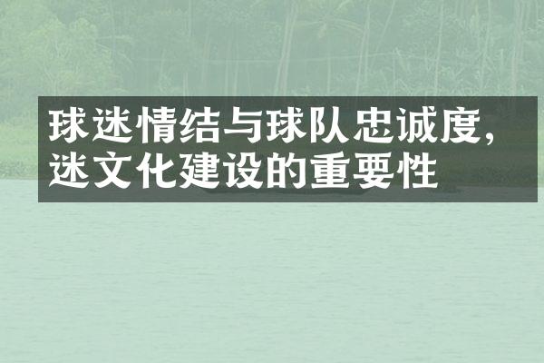 球迷情结与球队忠诚度,球迷文化建设的重要性