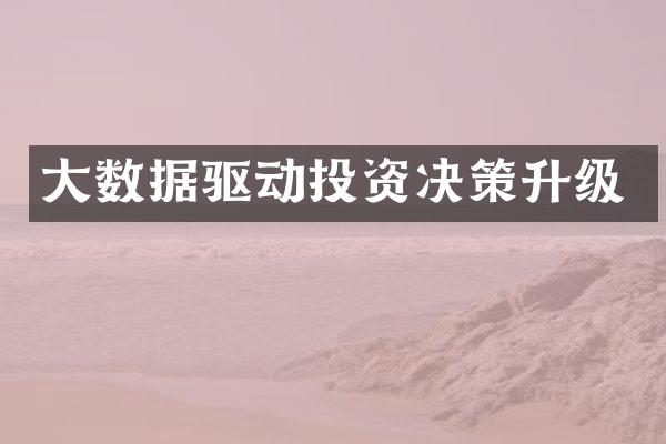 大数据驱动投资决策升级