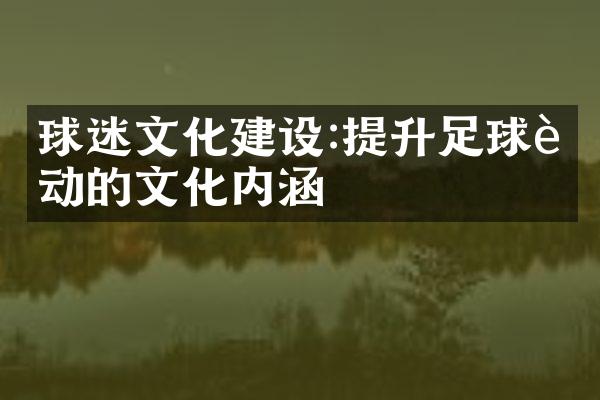 球迷文化:提升足球运动的文化内涵