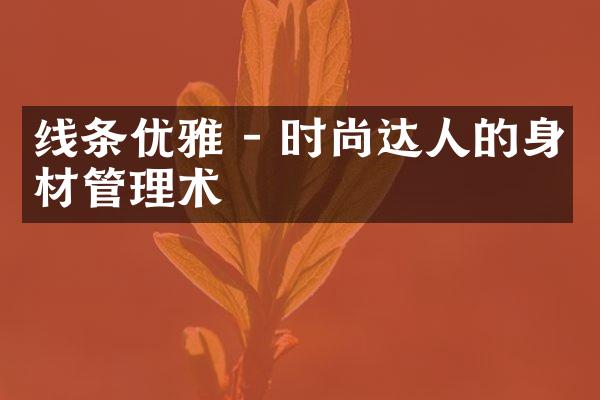 线条优雅 - 时尚达人的身材管理术