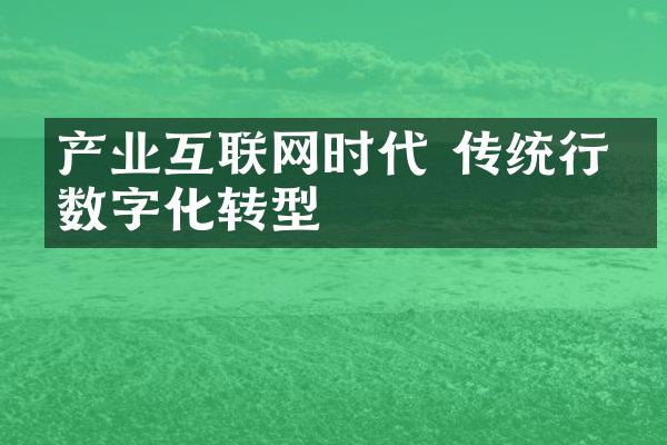 产业互联网时代 传统行业数字化转型