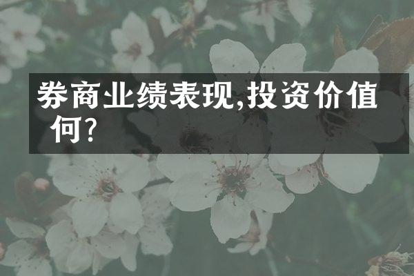 券商业绩表现,投资价值几何?