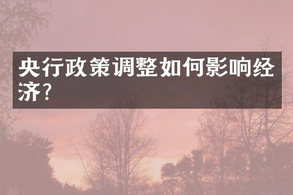 央行政策调整如何影响经济?